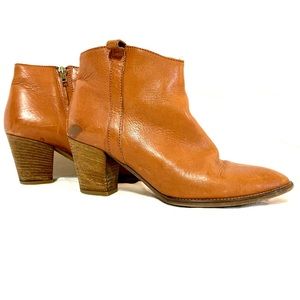Orangey-brown leather ankle booties